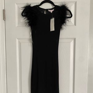 Mesh Bodycon Feather Detail dress